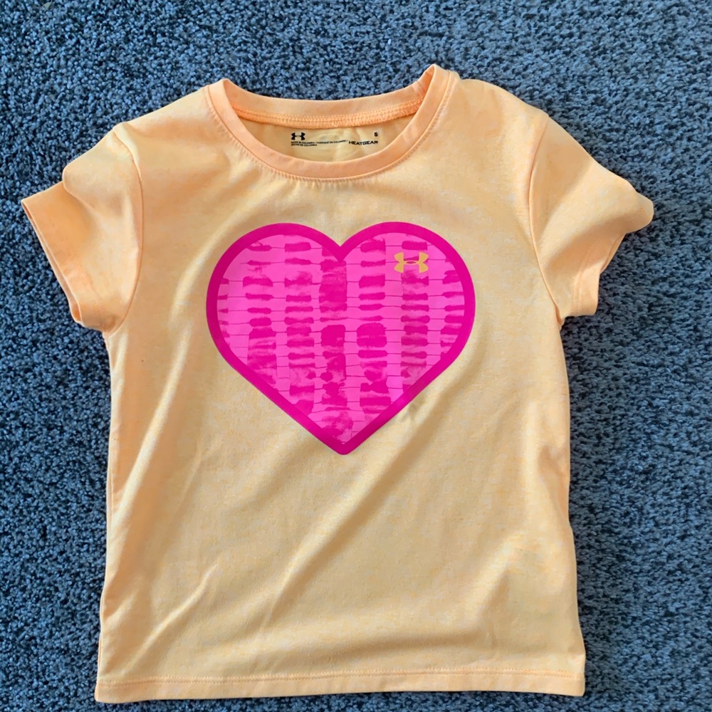 UNDER ARMOUR girls kids 5 neon pink orange shirt